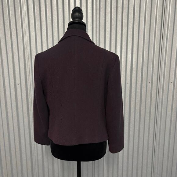 Pendleton Wool Blend Jacket Petite 14 Maroon Plum Herringbone Blazer Lined - Picture 2 of 9